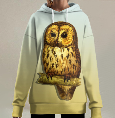 Сова на суку, Hoodie Long Oversize 3D