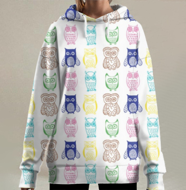 Совы, совушки, совуньи, Hoodie Long Oversize 3D