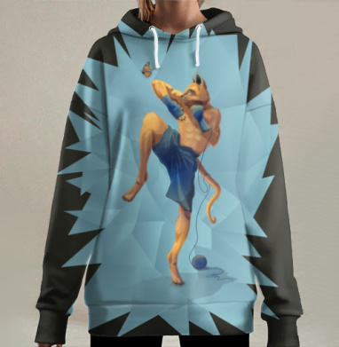 Спортивный кот, Hoodie Long Oversize 3D