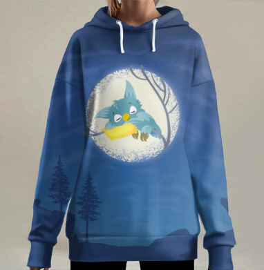 Спящая сова, Hoodie Long Oversize 3D