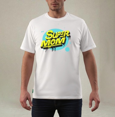 SUPER MOM – Супермаама яркая уверенная мощь драйв, Футболка мужская REGULAR белая