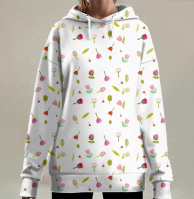 Весеннее цветение тюльпанов на поляне устилать покрывало, Hoodie Long Oversize 3D