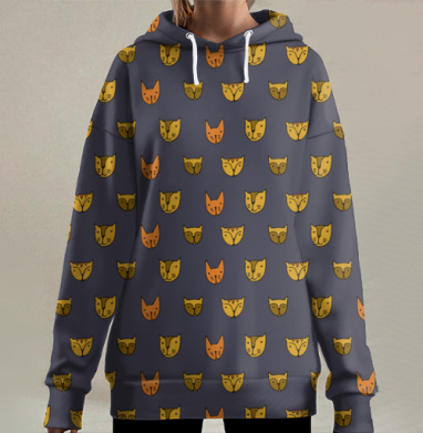 Текстура рыжие коты, Hoodie Long Oversize 3D