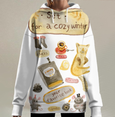 Набор для уютной зимы с теплым домашним настроением, Hoodie Long Oversize 3D