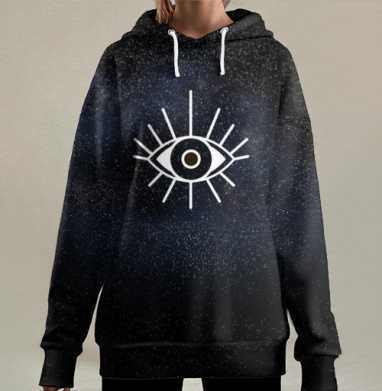 Глаза космоса внутренний взгляд глубокий смысл, Hoodie Long Oversize 3D