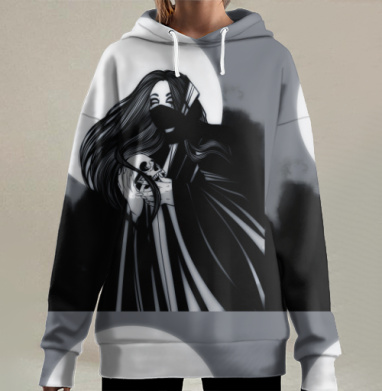 Ведьма с черепом и луной Ведьма с черепом и луной, Hoodie Long Oversize 3D