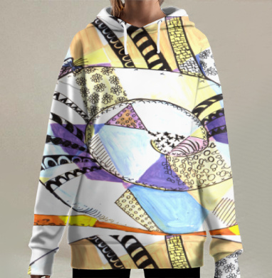 Стильная яркая улитка с мозаичной раковиной и узорами, Hoodie Long Oversize 3D