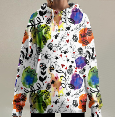 Весеннее пробуждение природы яркими красками, Hoodie Long Oversize 3D
