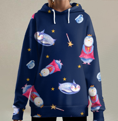 Волшебные пингвины, Hoodie Long Oversize 3D