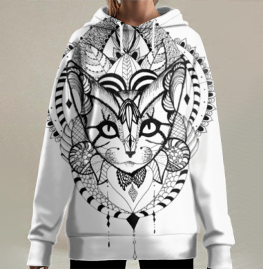 Волшебный кот, Hoodie Long Oversize 3D