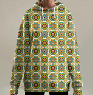 Восточный узор с мандалами, Hoodie Long Oversize 3D