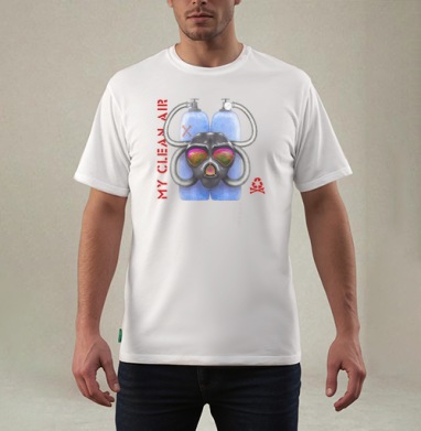 Противогазная маска MY CLEAN AIR с баллонами, Футболка мужская REGULAR белая