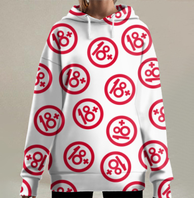 Возрастное ограничение знак предупреждение для взрослых, Hoodie Long Oversize 3D