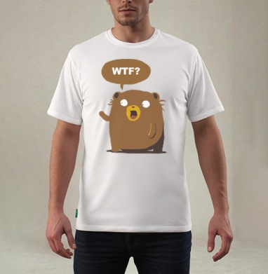 Медвежонок WTF — милый шок и удивление, Футболка мужская REGULAR белая