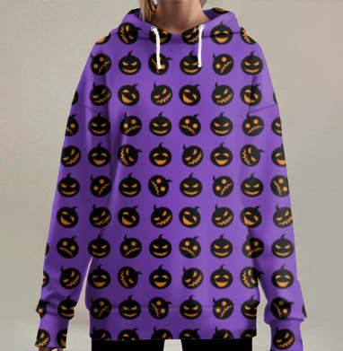Хэллоуинские тыквы, Hoodie Long Oversize 3D