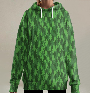 Хвойный лес, Hoodie Long Oversize 3D