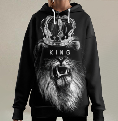 Королевский Лев Воплощающий Силу И Власть, Hoodie Long Oversize 3D