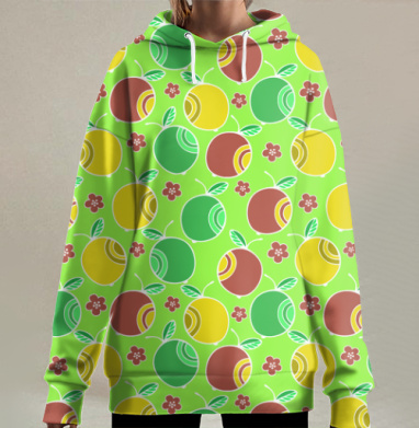 Яблочки триколор, Hoodie Long Oversize 3D