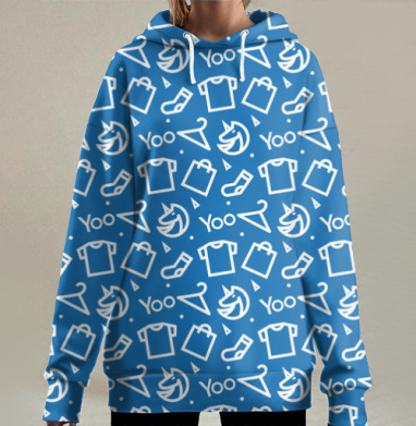 Yoo Синий паттерн, Hoodie Long Oversize 3D
