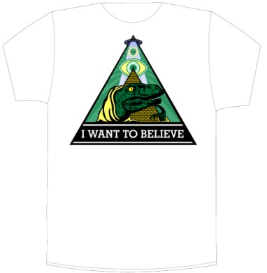 Велоцираптор Иллюминат с Надписью I WANT TO BELIEVE - Своя футболка белая A3 (30 x 40 см), страница 3
