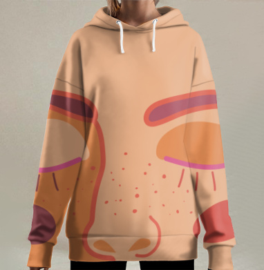Теплый женский портрет с закрытыми глазами крупным планом, Hoodie Long Oversize 3D