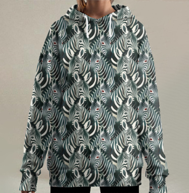 Силуэт зебры, Hoodie Long Oversize 3D