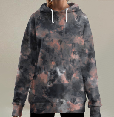 Красно-серый абстрактный фон, Hoodie Long Oversize 3D