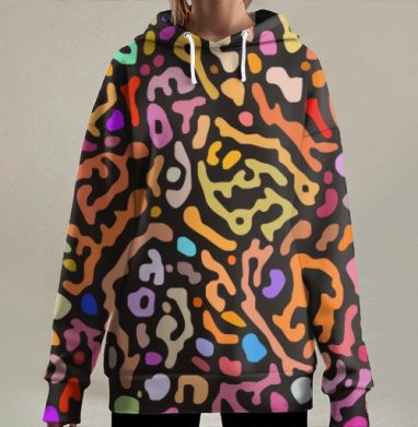 Яркая абстракция, Hoodie Long Oversize 3D