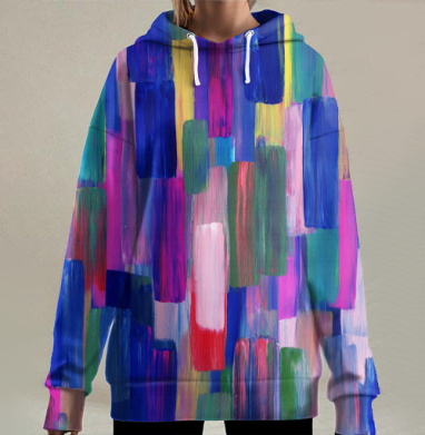 Абстрактное движение цвета – динамичное искусство, Hoodie Long Oversize 3D