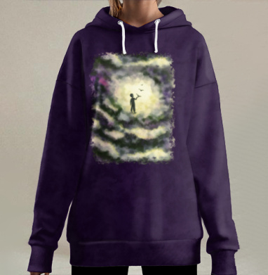 Ребенок Стремится К Свободе В Птицах, Hoodie Long Oversize 3D