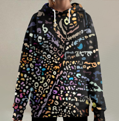 Ветка папоротника, Hoodie Long Oversize 3D