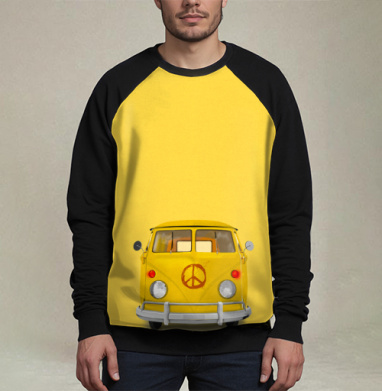 Винтажный микроавтобус Volkswagen T1 в стиле хиппи, Свитшот мужской 3D / хлопок