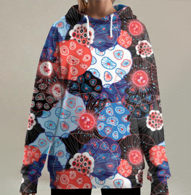 Абстрактный фантастический узор, Hoodie Long Oversize 3D