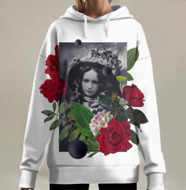 Вечность взглядом девушки в цветах, Hoodie Long Oversize 3D