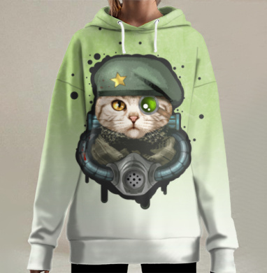 Кот Войны, Hoodie Long Oversize 3D