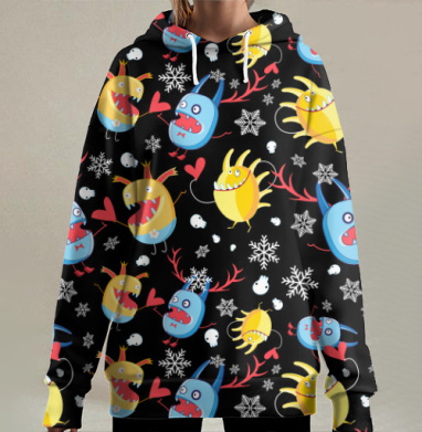 Весёлые влюблённые монстры, Hoodie Long Oversize 3D