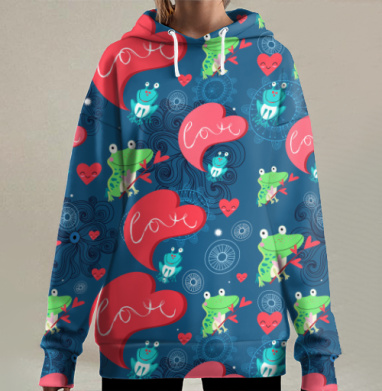 Влюблённые лягушки, Hoodie Long Oversize 3D