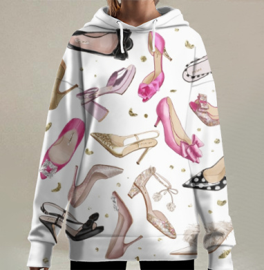 Коллекция женской обуви разных цветов для модных трендов, Hoodie Long Oversize 3D