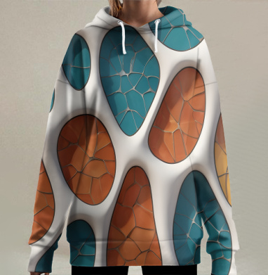 Абстрактные органические ячейки поверхность фона, Hoodie Long Oversize 3D