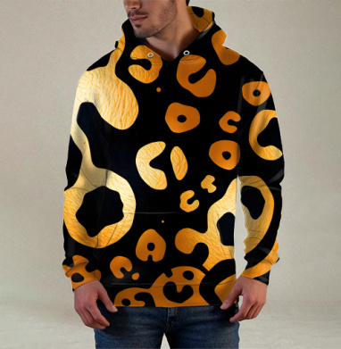 Golden Leopard Pattern / Золотой леопардовый узор для вашего дома, Худи / Мужская / С карманом / 3D