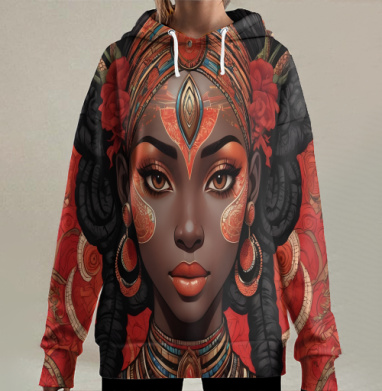 Африка девушка искусство, Hoodie Long Oversize 3D