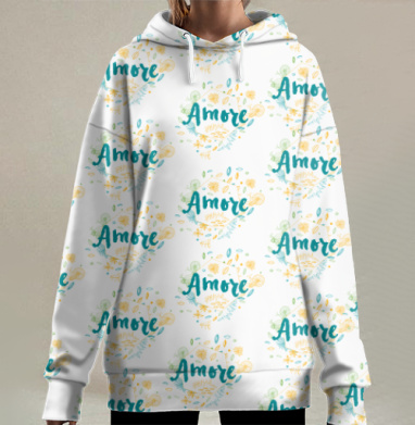 Я люблю тебя, Hoodie Long Oversize 3D