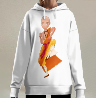 Маленький отважный мастер Shaolin Monk / Шаолиньский монах кунг-фу, Hoodie Long Oversize 3D