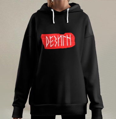 Дерзкое красное граффити на черном фоне для самовыражения, Hoodie Long Oversize 3D