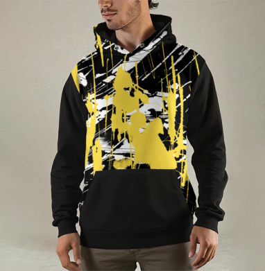 Abstract golden splashes / Золотые брызги краски фон абстракция яркая, Толстовка мужская Regular 3D