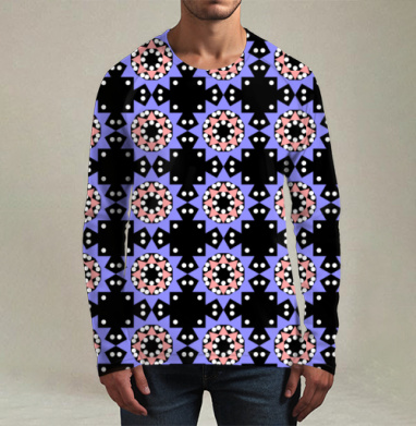 Lavender abstract pattern with stars / Абстрактный лавандовый паттерн в современном стиле, Футболка мужская лонгслив 3Д
