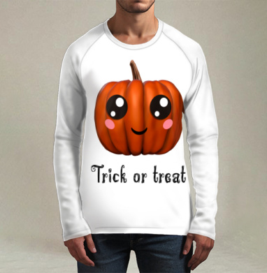 Веселая тыква для праздника Хэллоуина Trick or treat, Футболка мужская лонгслив 3Д