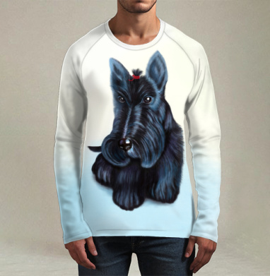 Шотландский терьер, Футболка мужская лонгслив 3Д