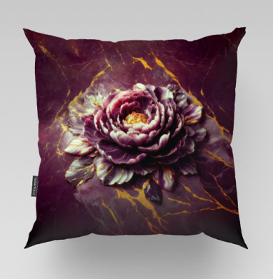 Golden Marble Peony – Золотой мраморный пион на фоне декоративного изделия - Магазин футболок AnnArtshock - Дизайнерские принты, Подушки