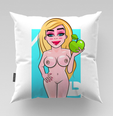 Nude Eve Apple / Красивая блондинка с сочным зеленым яблоком Ева Искушение Сад - Магазин футболок iaroslavb, Подушки